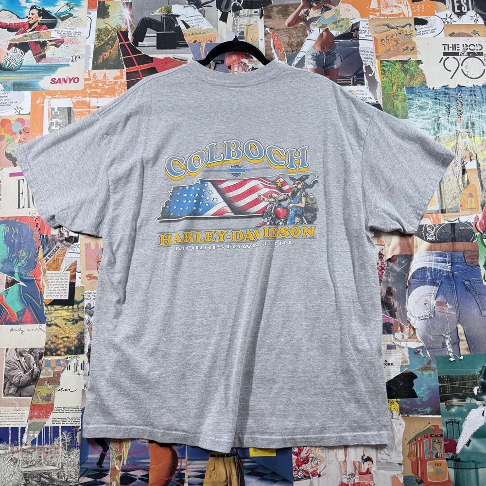 2001 Y2K Vintage Harley Davidson‎ Morristown Tennessee Gray Graphic T-Shirt XL